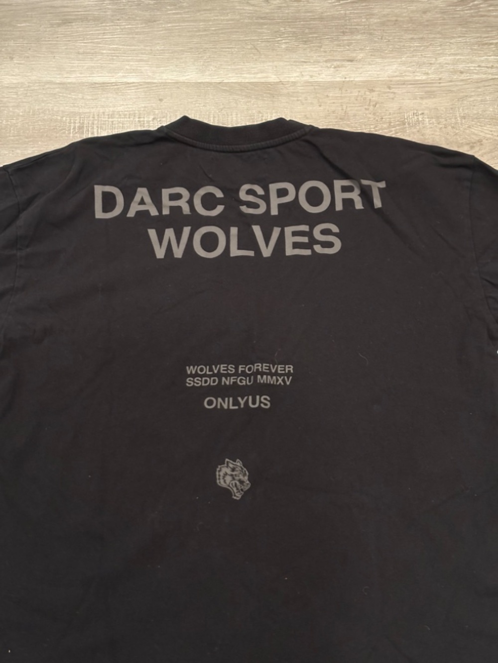 Darc Sport Wolves Only Us Logo T-Shirt Oversized Crew Black Short Sleeve Mens L - Picture 4 of 8